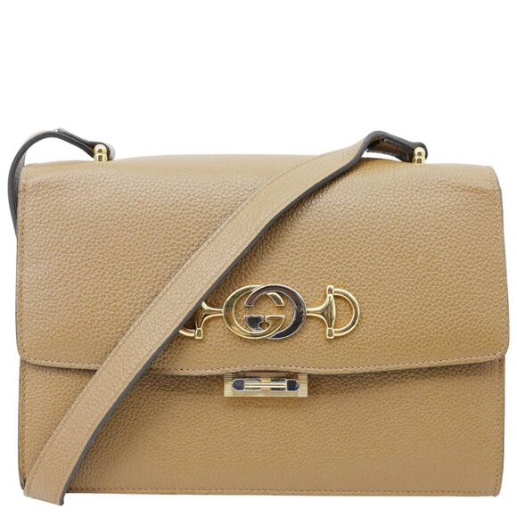 Gucci Zumi Flap Small Grainy Leather Shoulder Bag Brown 576388 - Picture 1 of 14